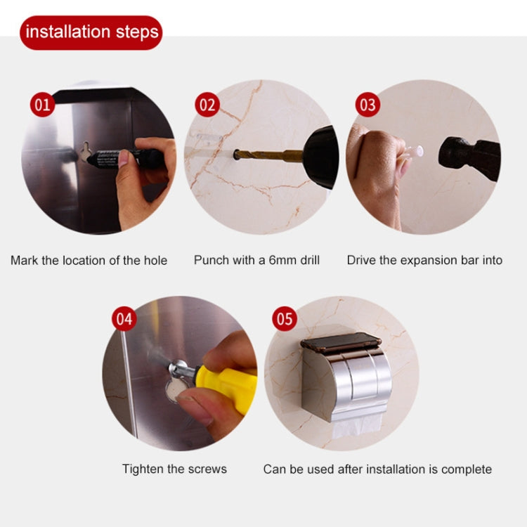 Wall-mounted paper towel roll holder shown with mounting hardware