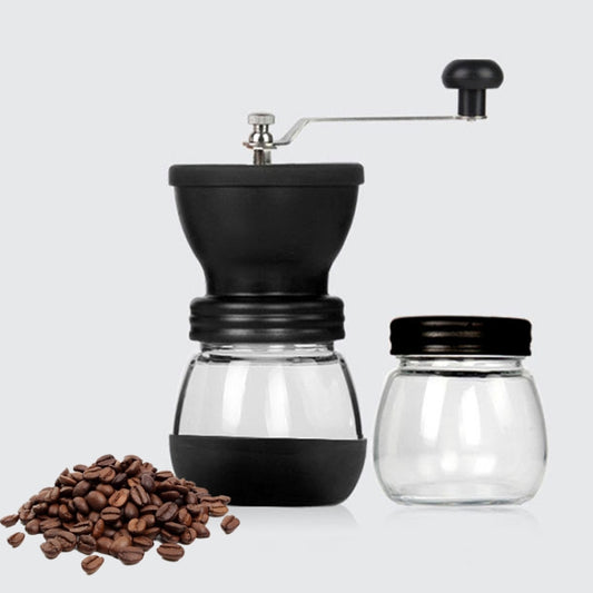 Portable Conical Burr Mill Manual Spice Herbs Hand Grinding Machine Coffee Bean Grinder with Seal Pot, With Seal Pot