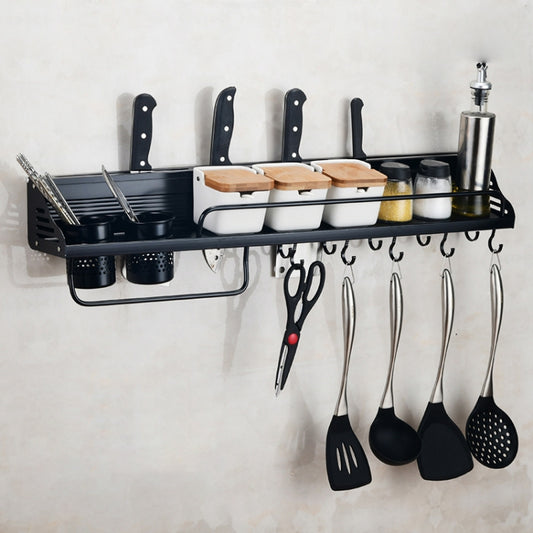 A Version 80cm 2 Cups 10 Hooks Kitchen Multi-function Wall-mounted Condiment Storage Rack, A Version 80cm 2 Cups