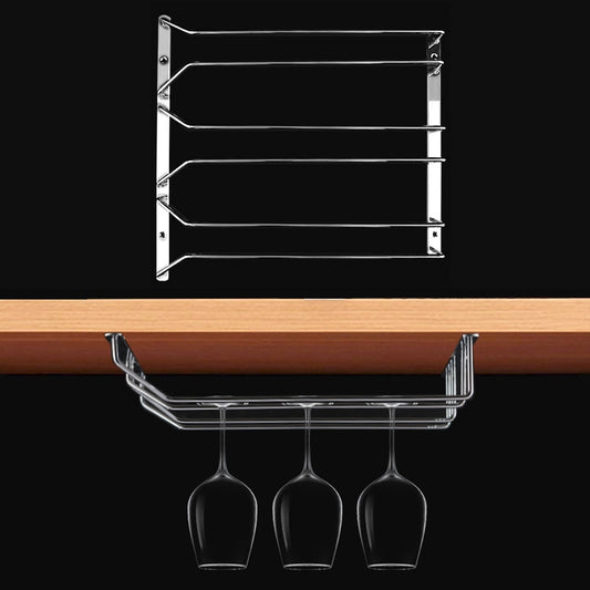 MICLAN Three Rows Stainless Steel Hanging Wine Glass Holder, Size: 34*32*27cm, Size: 34*32*27cm