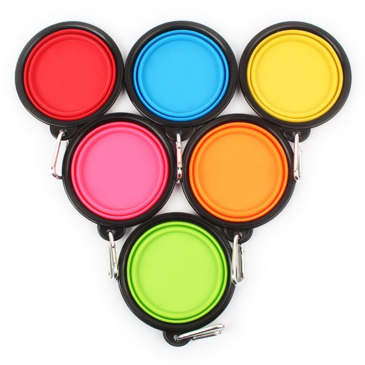Portable folding silicone pet bowls set: red, blue, yellow, orange, green, with clips