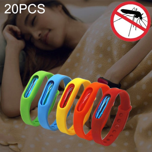 20 PCS Anti-mosquito Silicone Repellent Bracelet Buckle Wristband Bugs Away, Suitable for Children and Adults, Length:23cm, Random Color Delivery, 20 PCS