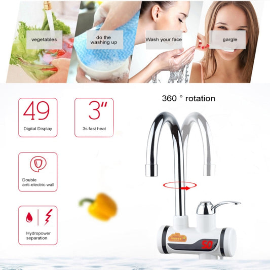 3s Fast Heat Electrothermal Rotatable Faucet Water Tap with Digital Display, 220V, Size: L, Digital Display / Size: L