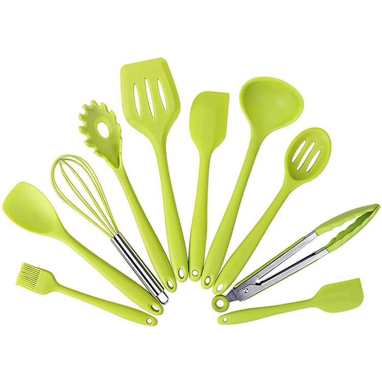 kn7050 10 in 1 Silicone Kitchen Tool Set, Blue, Red, Black, Green