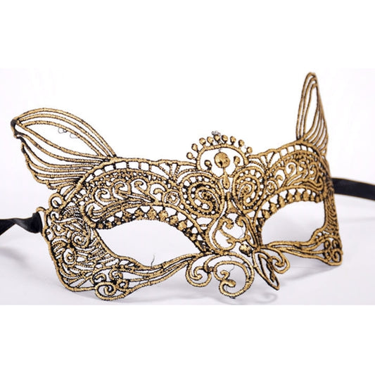 Halloween Masquerade Party Dance Sexy Lady Bronzing Lace Cat King Mask, Bronzing Cat King