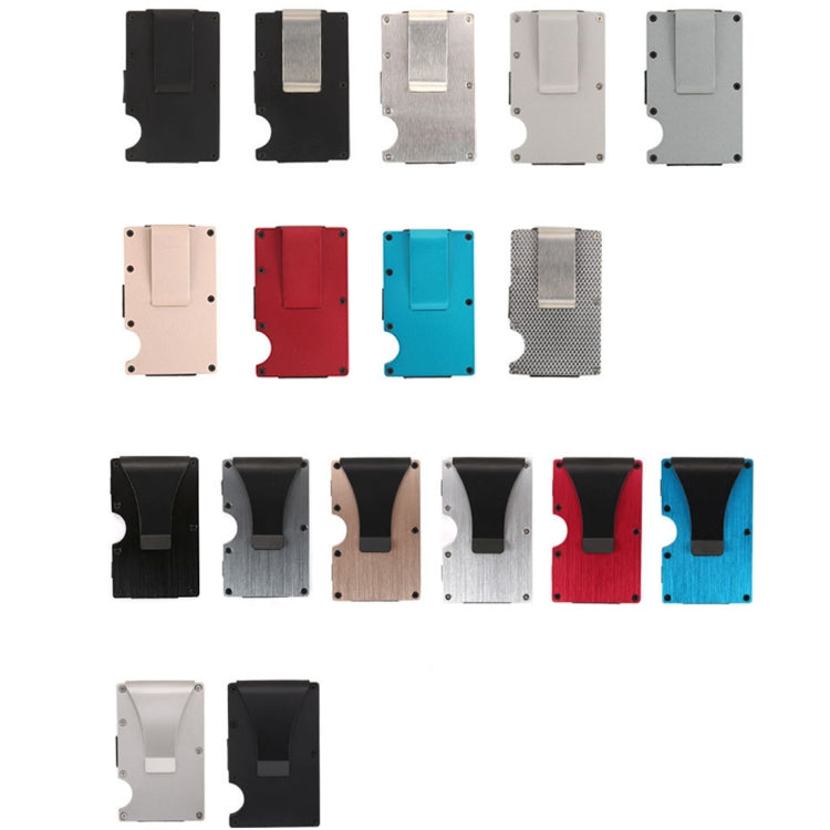 Slim metal money clip card holder color options, assorted fronts shown