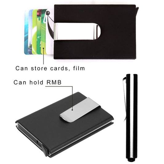 Carbon Fiber Antimagnetic Solid Color Credit Card Holder Money Clip Wallet, Size: 10*6.6cm