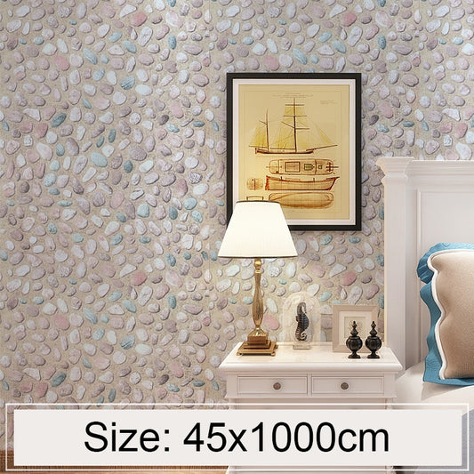 Cobblestone Creative 3D Stone Brick Decoration Wallpaper Stickers Bedroom Living Room Wall Waterproof Wallpaper Roll, Size: 45 x 1000cm, Cobblestone