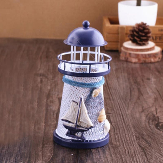 Creative Mediterranean Style Iron Handmade Flash Lighthouse, Random Style Delivery, Size: 14.5*6.5cm, Size: 14.5*6.5cm