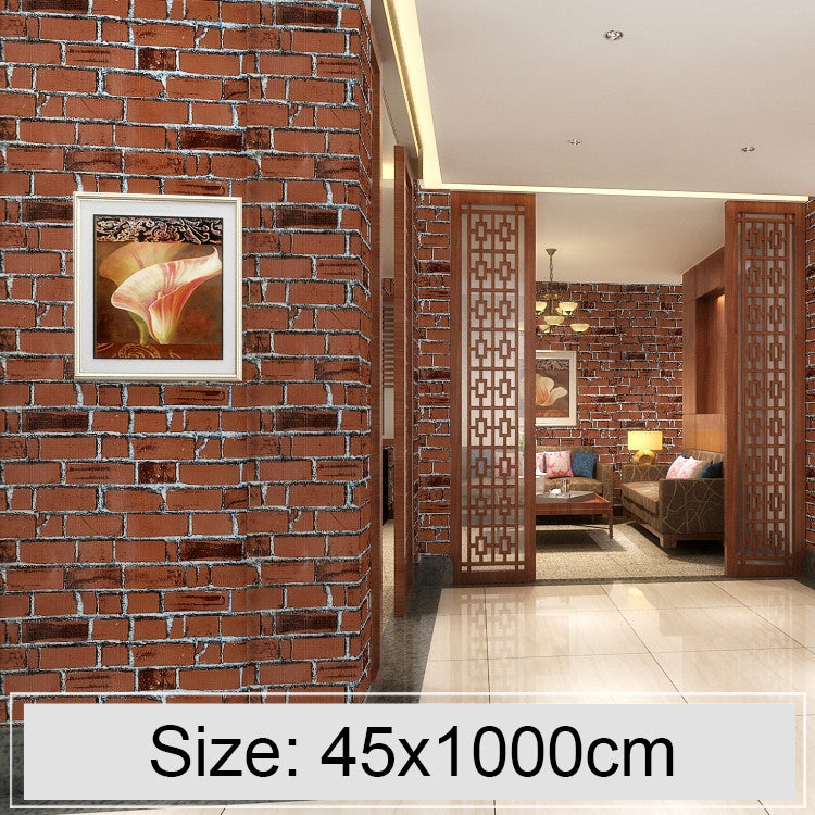 Coffee brick 3D brick wallpaper sticker roll on red-brown brick wall corner