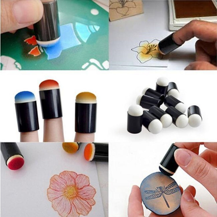 Finger painting sponge daubers: black holders with white foam tips for dab painting