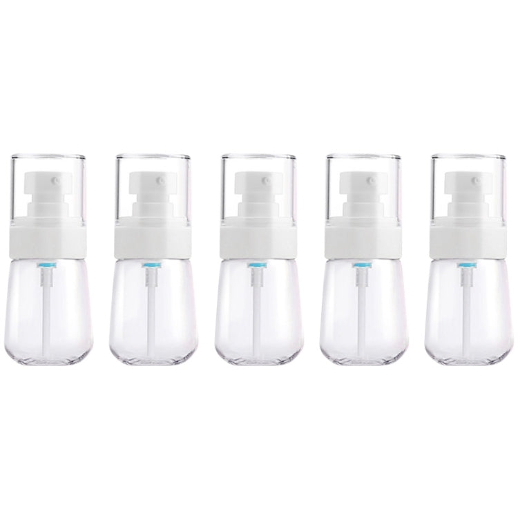 Set of 5 leak-proof 30ml clear travel plastic bottles with white pump sprayers