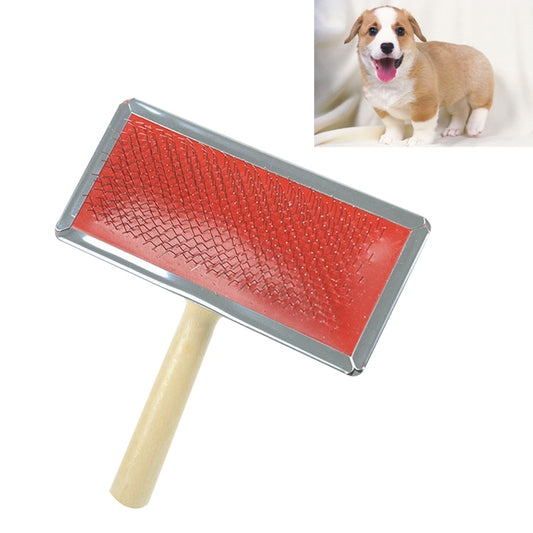 Soft Curve Needled Manual Bristles Grooming Cleaning Brush with Wood Handle for Pet, Size: L, Random Color Delivery, Size: L
