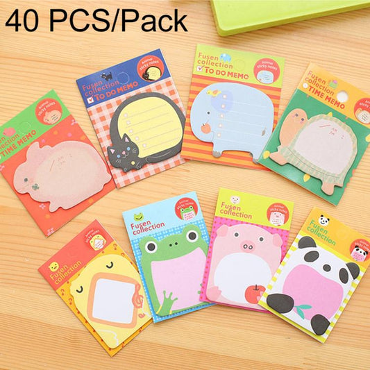 Assorted cartoon animal shaped sticky notes pads with adhesive backing, random styles pack