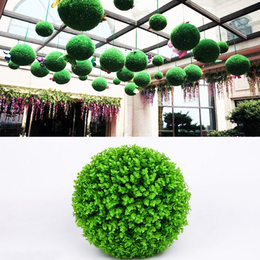 Artificial Green Eucalyptus Plant Ball Topiary Wedding Event Home Outdoor Decoration Hanging Ornament, Diameter: 13.4 inch, 13.4 inch