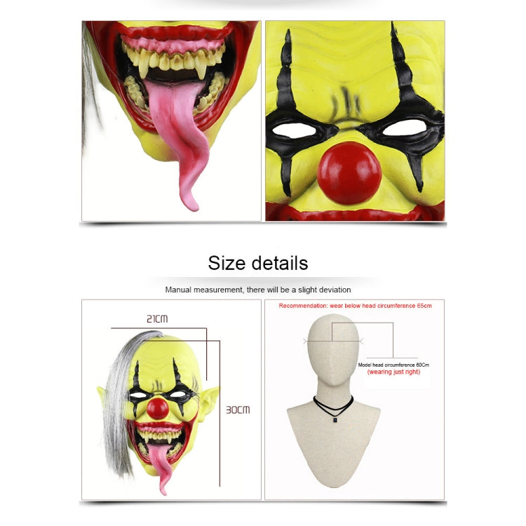 Halloween Festival Party Latex Green Face Clown Frightened Mask, with Hair, Green Face Clown