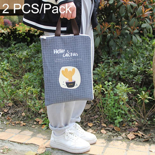 Cactus Pattern Waterproof and Dustproof Canvas File Bag Zipper Data Portable Storage Bag, Random Style Delivery, P156