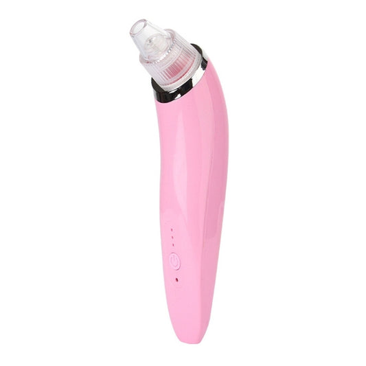 Pink handheld blackhead extractor with suction tip and rounded grip