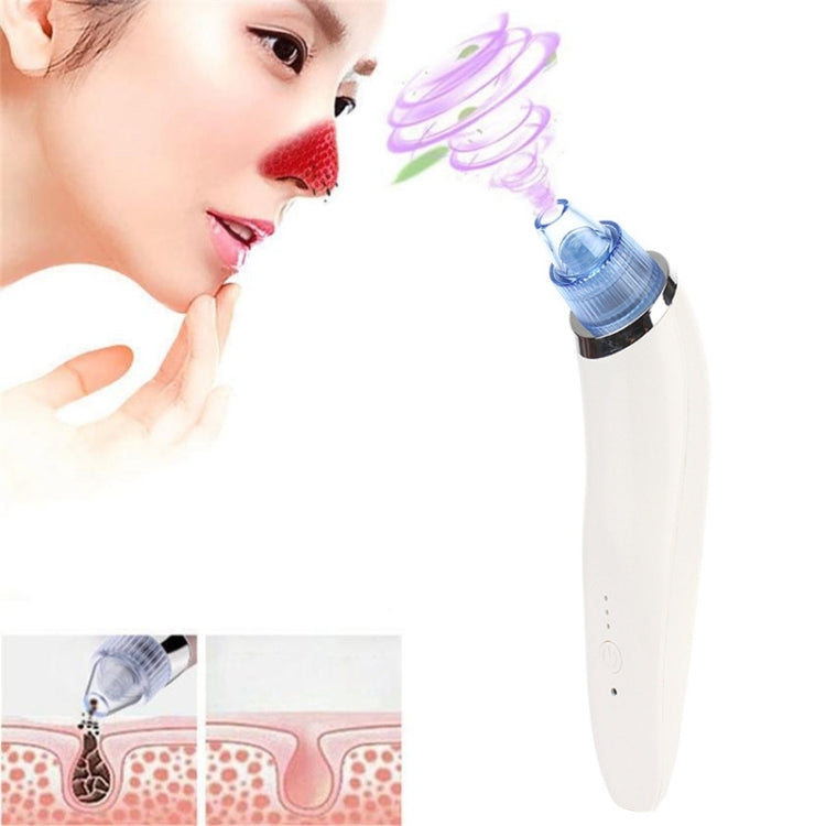 Handheld pore cleansing suction tool with clear probe, white body