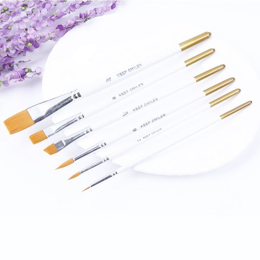 Artist oil painting brush set with pointed nylon bristles and gold wood handles