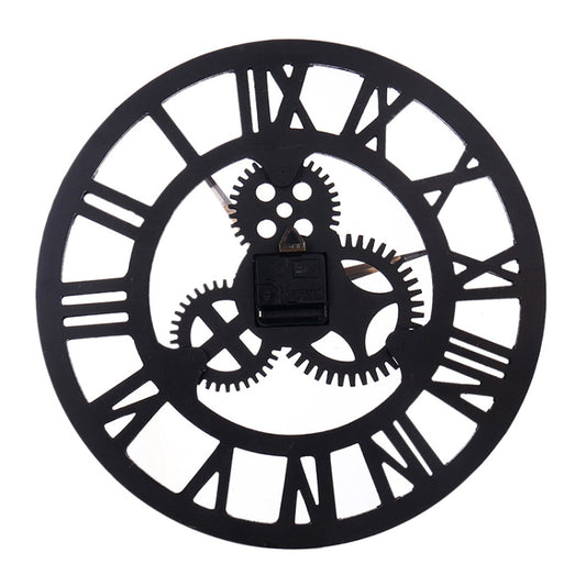 Retro Wooden Round Single-sided Gear Clock Rome Number Wall Clock, Diameter: 80cm, Rome Number 80cm, Rome Number 80cm (Gold)