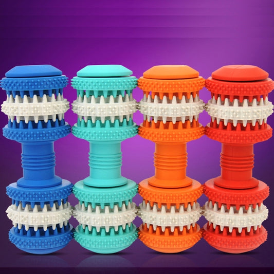 Dog Toy for Pets Tooth Cleaning Chewing Dumbbells Shape Toys of Non-Toxic Soft Rubber , Large Size,Length:15cm, 15cm (Orange), 15cm(Blue), 15cm (Red), 15cm (Baby Blue)