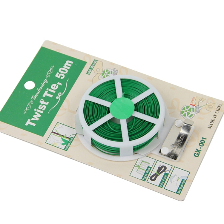 Twist tie line spool package with 50m green reel and cutter included