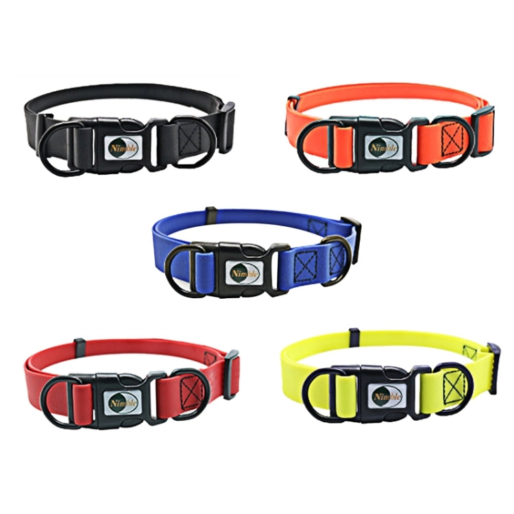 Multi-color adjustable pet dog collars with black buckles and dual loop hardware, Size L