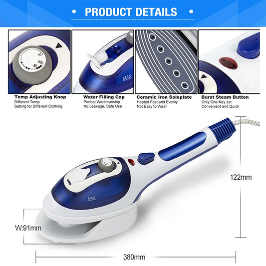 Multifunction Household Handheld Steamer Travel Portable Hand - Held Steam Hanging Hot Machine Ceramic Bottom with Flannelette Brush & Hair Brush & Measuring Cup,US Plug, US Plug Blue, US Plug Purple