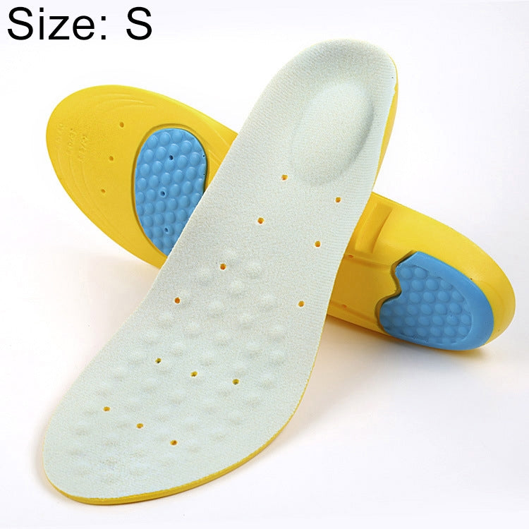 Stretch breathable sport insoles in light gray with yellow sides and blue gel pad
