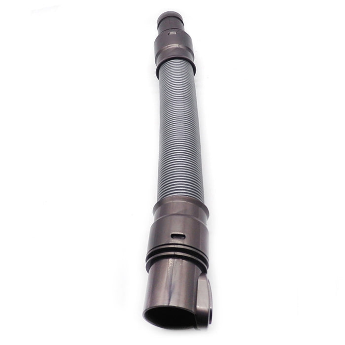 Vacuum extension hose accessory with ribbed tube and single tapered connector end, dark gray