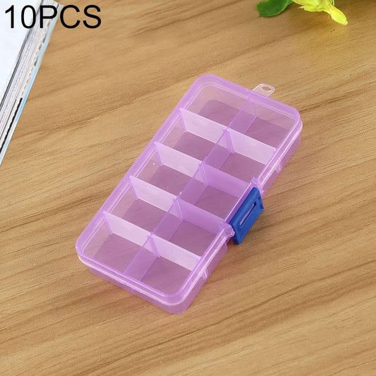 10 PCS Removable Grid Plastic Box Organizer for Jewelry Earring Fishing Hook Small Accessories, Size: Small, 10 Slots, 10 Slots (Purple+Blue), 10 Slots (White+Pink), 10 Slots (White+Blue), 10 Slots (Pink+Blue), 10 Slots (Orange + blue)