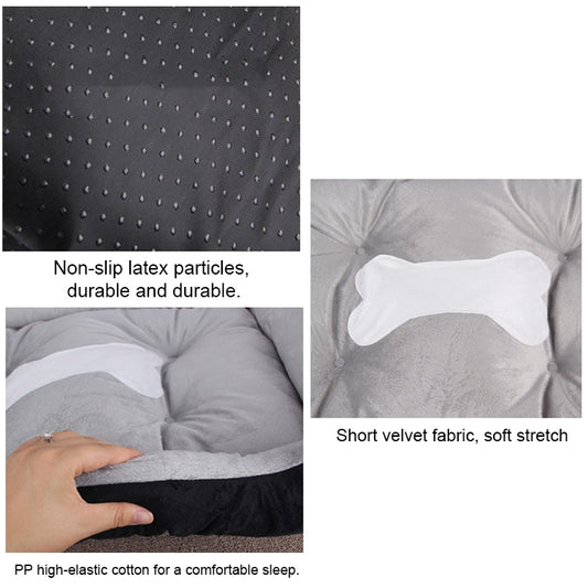 Black dot-patterned non-slip base and light gray short-velvet interior cushion