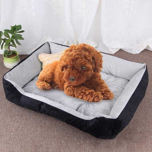 Soft pet kennel mat with dark outer border and light gray padded interior