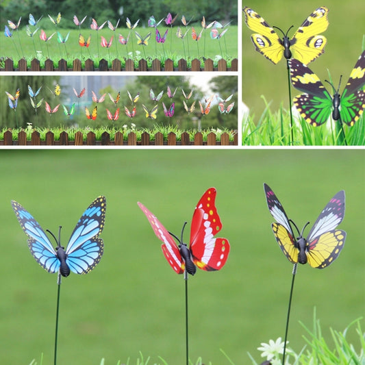 10pcs Colorful Butterflies Garden Ornament Flowerpot Plant Decor Butterfly Stick Garden Decoration Simulation Butterfly, Random Color Delivery, Colorful Butterflies Ornament