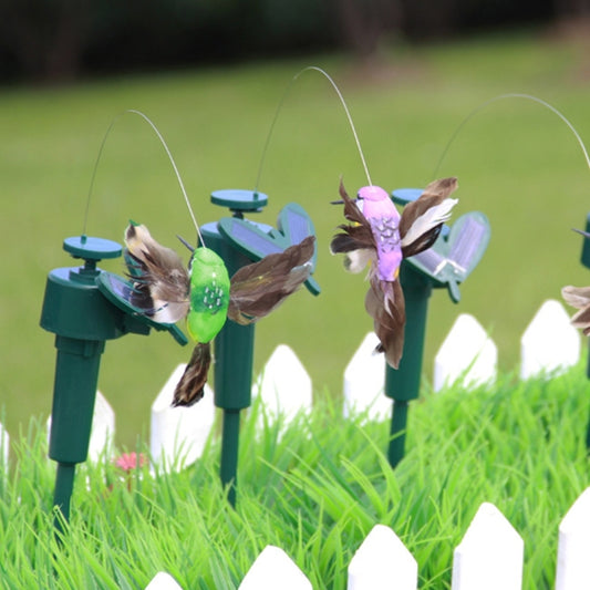Ornaments Vibration Solar Powered Dancing Flying Hummingbirds with Feather, Garden Wall Yard Decoration Gardening Pastoral Decoration Toys, Random Color Delivery, Hummingbirds 2