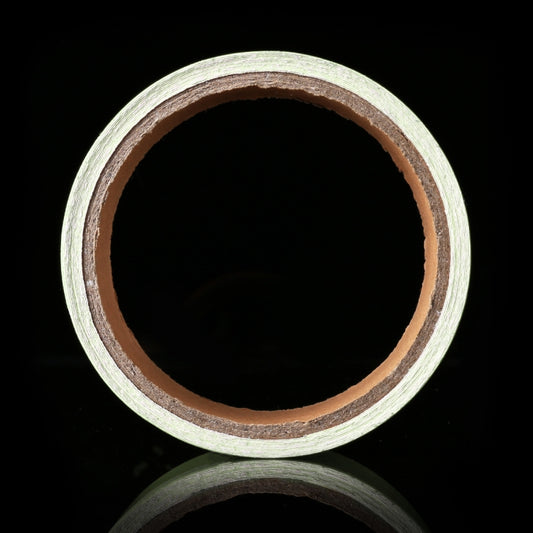 Green glow tape roll ring, top view with visible cardboard inner tube