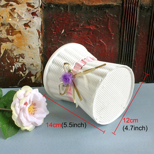 Plastic Flower Pots Medium Size Flower Pots Fashion Balcony Garden Plant Planter Home Decoration, Ribbon Random Color Delivery, Floral Vase 3
