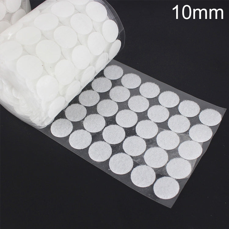 1000 PCS 10mm Round Nylon Adhesive Hook and Loop Fastener, 10mm (Black), 10mm (White)