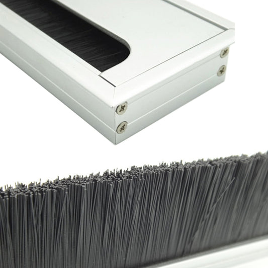 8x16cm Desk Dustproof Aluminum Wire Box Threading Box with Brush, 8x16cm