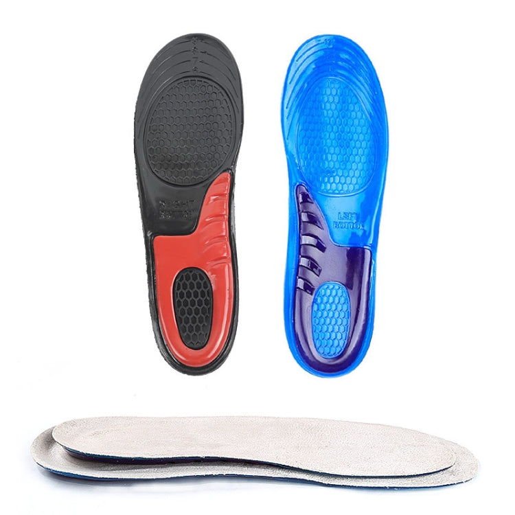 Pair of sports insoles: black/red and blue models with white top layer