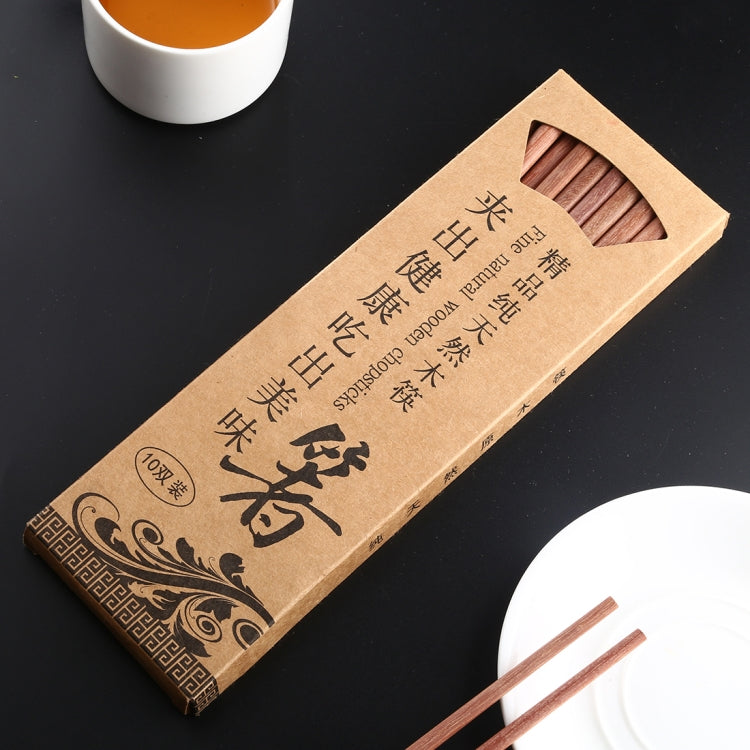 Red sandalwood chopsticks gift box with 10 pairs and ribbed non-slip tips