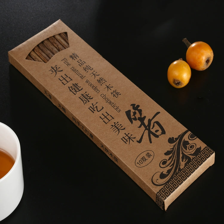 10 Pairs Natural Wenge Non-slip Chopsticks