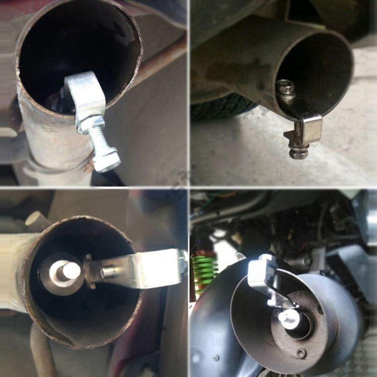 Exhaust whistle muffler pipe installed on exhaust outlet with clamp and spring