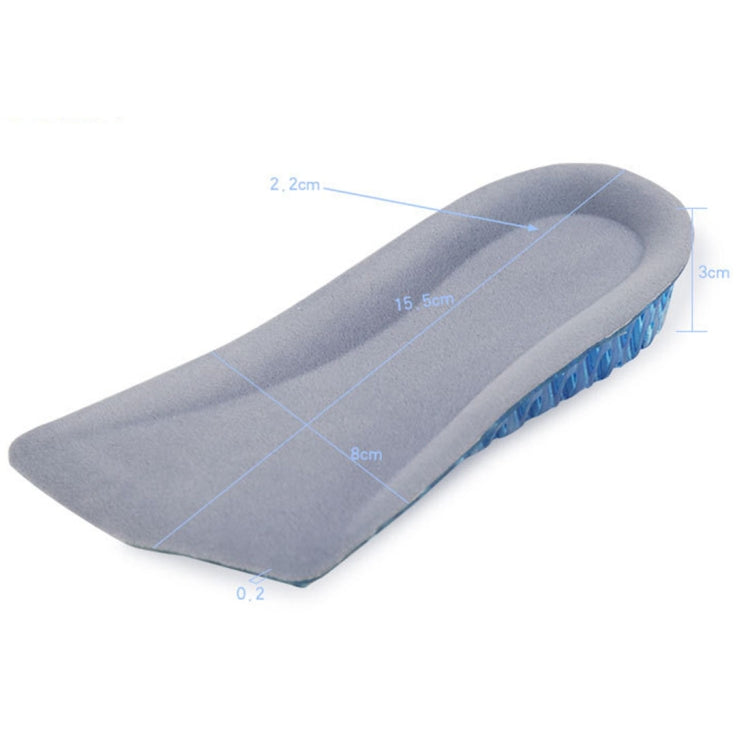 3cm honeycomb half insole with thick cushioned gray pad and blue textured side