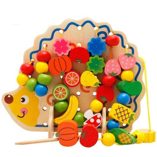 Early Learning Education Wooden Toys Hedgehog Fruit Beads Child Hand Eye Coordination Skills Development Educational Toys For Kids, Hedgehog