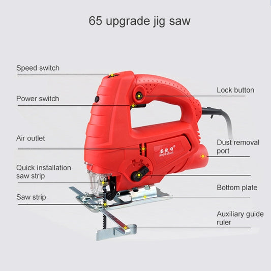 220V Jig Saw Electric Saw Woodworking Electric Tools Multifunction Chainsaw Hand Saws Wood Cutting Machine With Laser & 10 Saw Blade, EU plug, 65 Quick Install Version