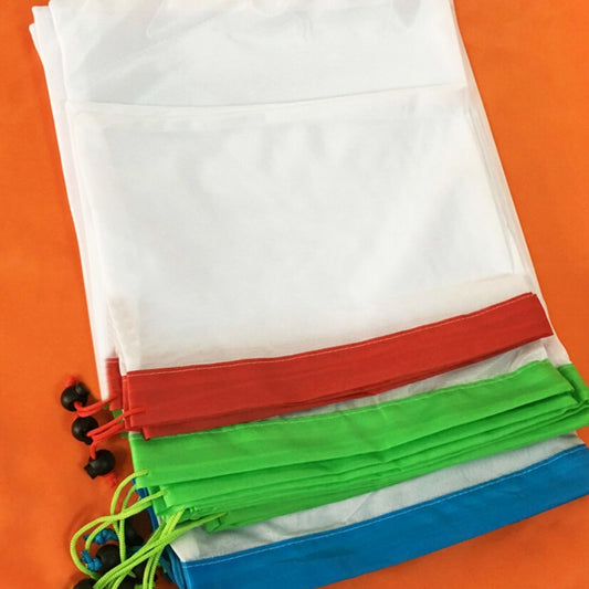 10 PCS Double-Stitched Strength Reusable Fruit Sandwich Pouch Mesh Storage Bags, Size: 30cm x 20cm, Random Color Delivery, Size: 30cm x 20cm
