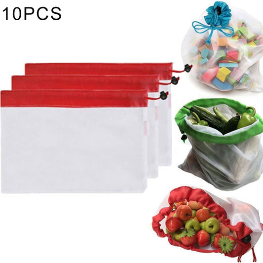 10 PCS Double-Stitched Strength Reusable Fruit Sandwich Pouch Mesh Storage Bags, Size: 30cm x 20cm, Random Color Delivery, Size: 30cm x 20cm