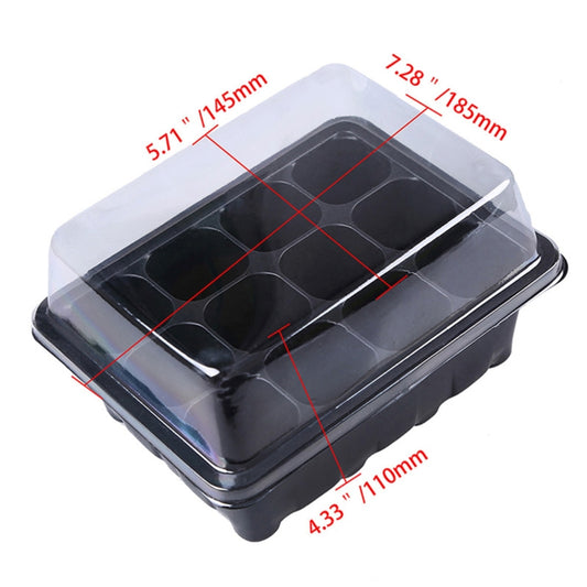 Seedling Tray Sprout Plate 12 Holes Nursery Pots Tray Lids Box For Gardening Bonsai Mini Greenhouse Nursery Plate, 12 Holes, 5pcs 12 Holes